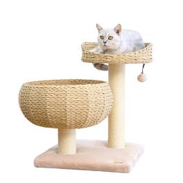 PetPals - 23-in Paper Rope Hand Woven Condo & Perch Cat Tree - Brown