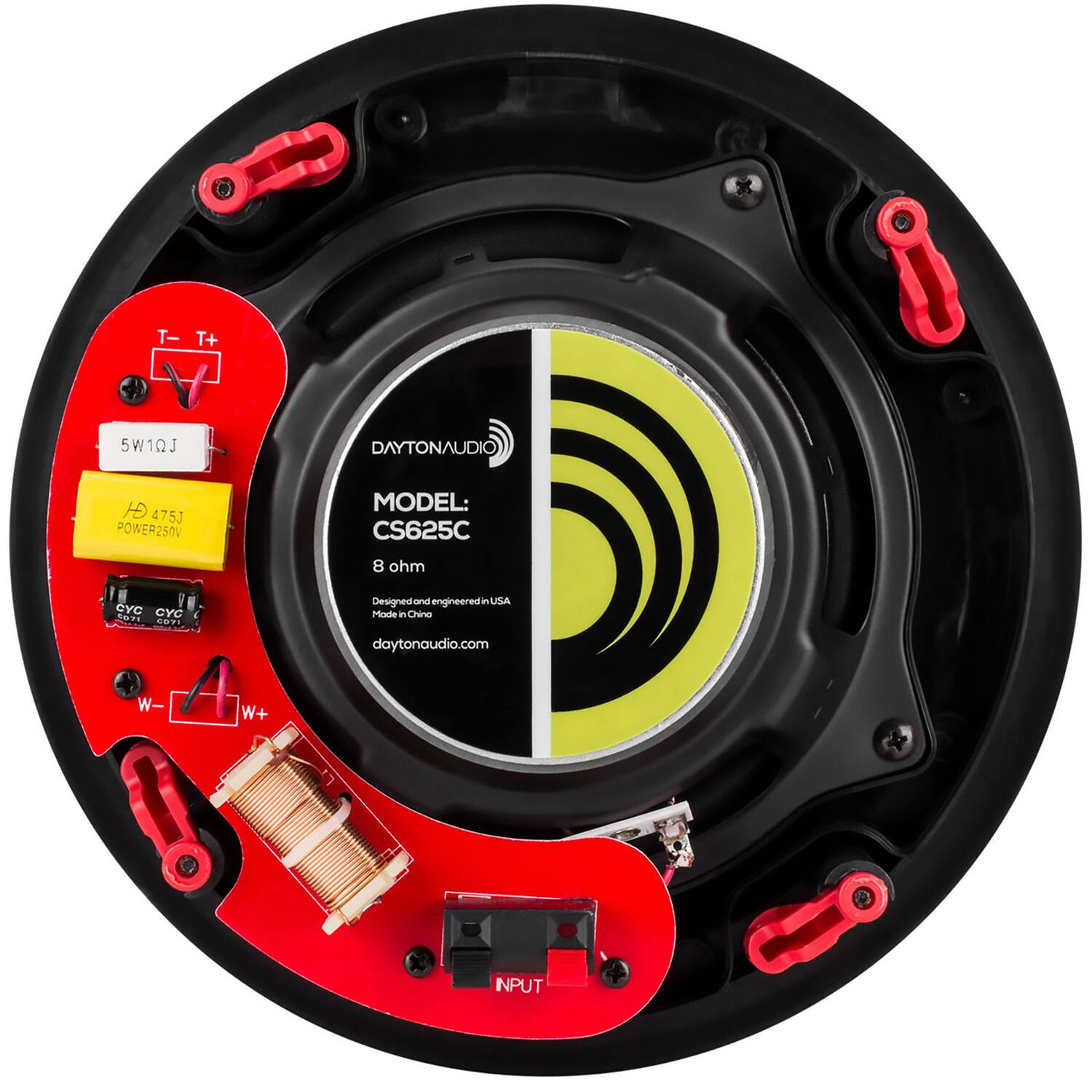 T- T+ 5W1QJ DAYTONAUDIO HD 475J POWER250V MODEL: CS625C 8 ohm CY GYC FUPE SUPI Designed and engineered in USA and engineered in USA Mode in China daytonaudio.com W- W+ INPUT