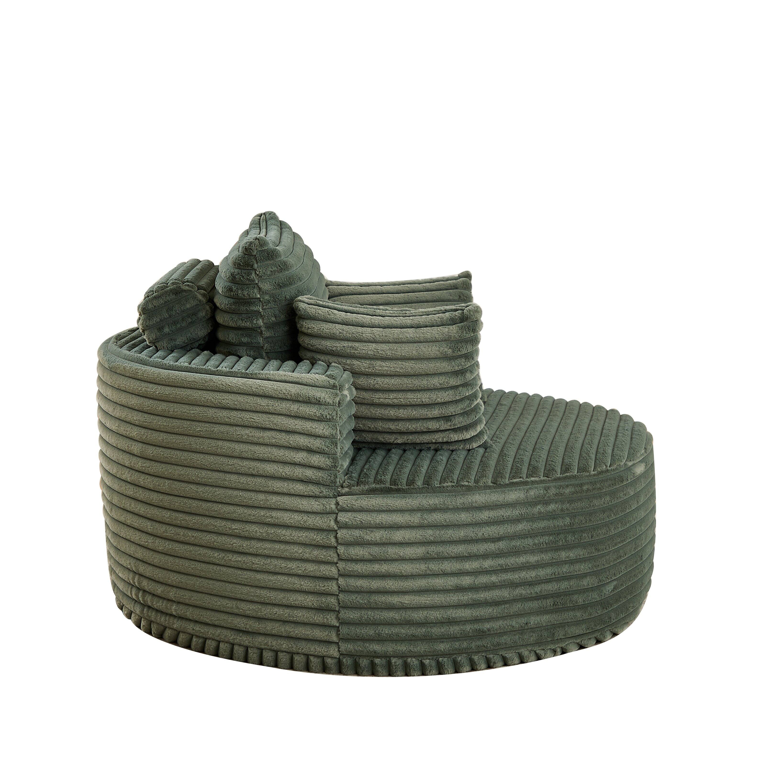 Alt View 2. COWLOWN - 50 Inch Fluffy Corduroy Sofa Bed Modern Sleeper Chair No Tools Assembly for Multi-Room Use Green - Green.