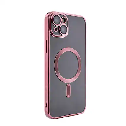 Front. Reiko - Magnetic Wireless Charging Tpu Bumper Case For Iphone 15 Plus In Pink - Pink.