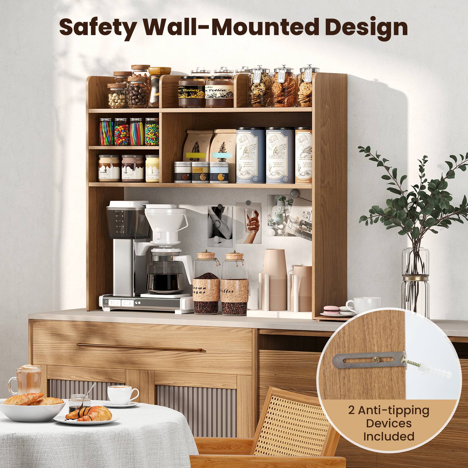 Safety Wall-Mounted Design

2 Anti-tipping Devices Included