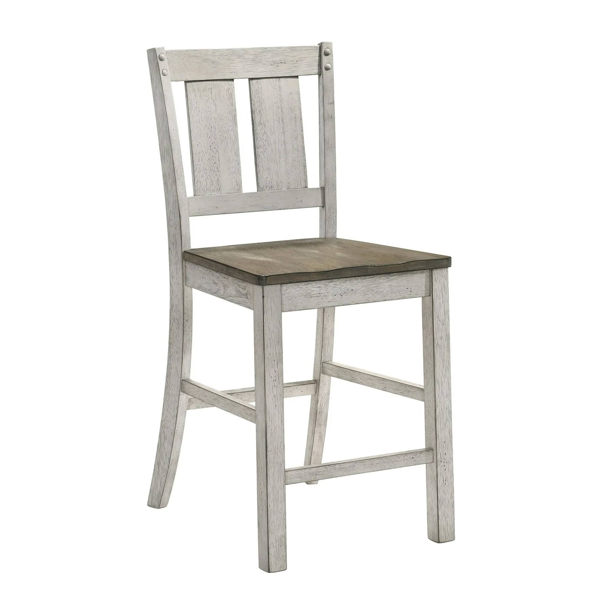 Alt View 1. Manhattan Lane - Koe 5pc Counter Height Round Table, Chair Set, White Brown Solid Wood - White, Ash Brown.