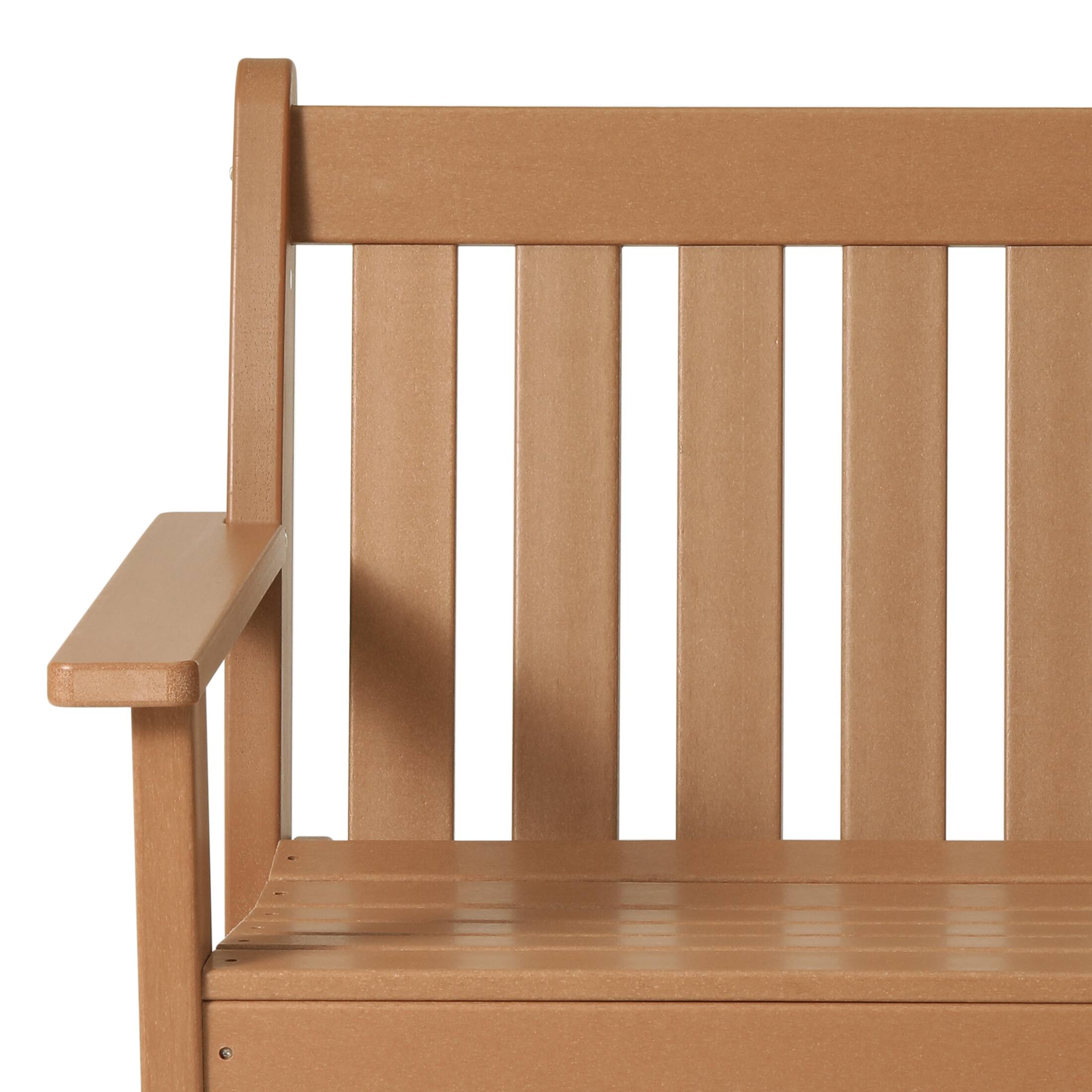 Alt View 4. WestinTrends - WestinTrends Malibu Outdoor 2-Person All-Weather HDPE Front Porch Garden Bench - Teak.