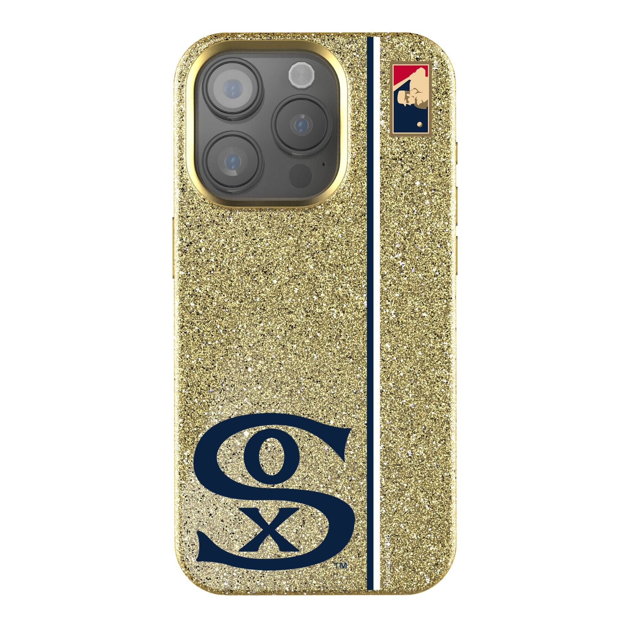 Front. Keyscaper - Gold Chicago White Sox iPhone Bling Case - 15 Plus - Gold.
