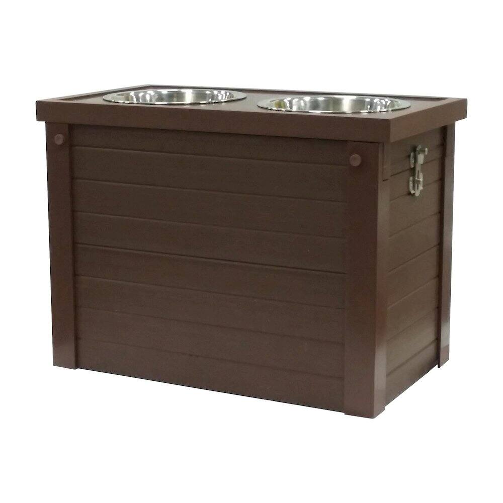 Alt View 1. New Age Pet - ECOFLEX Piedmont 2-Bowl Diner with Sliding Lid Storage Bin -Russet - Russet.
