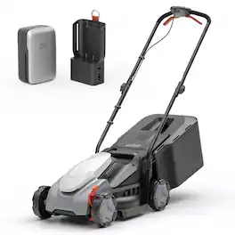 Litheli - Electric Lawn Mower Cordless,Grass Cutter Machine for 2800 Sq. Ft.Lawnmower with Brushless Motor, 14 In Cutting - black, white