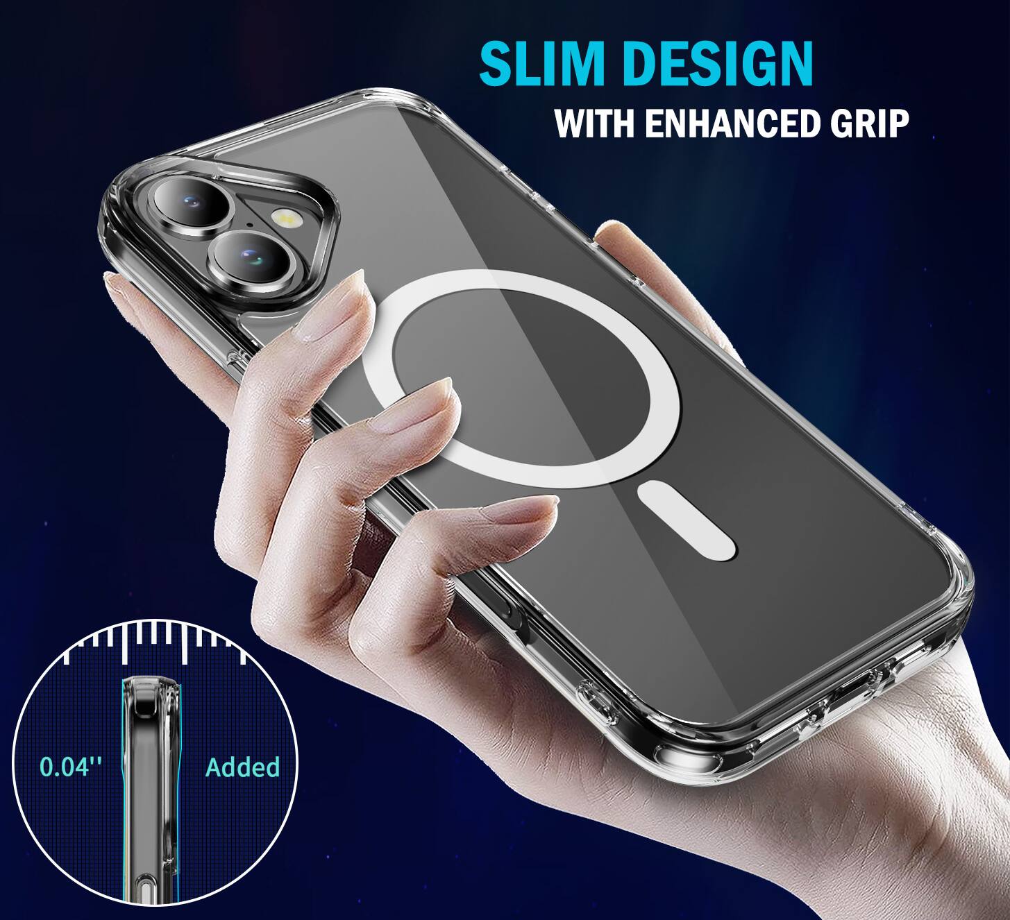 SLIM DESIGN WITH ENHANCED GRIP

0.04" Added