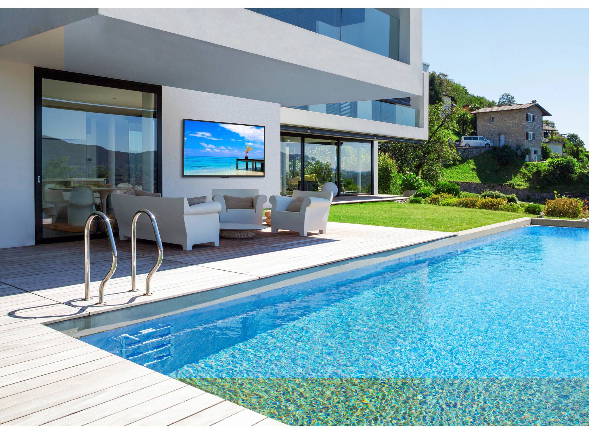 Alt View 12. Neptune - 55" Neptune Partial Sun 4K HDR Outdoor Smart TV – Comes with FREE Outdoor Tilting Wall Mount (2022) - BLACK.