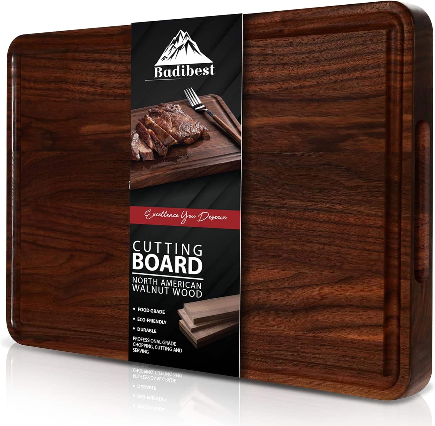 PARKER SLATER - Walnut Wood Cutting Board 12x8 – Handcrafted, Juice Groove, Eco-Friendly