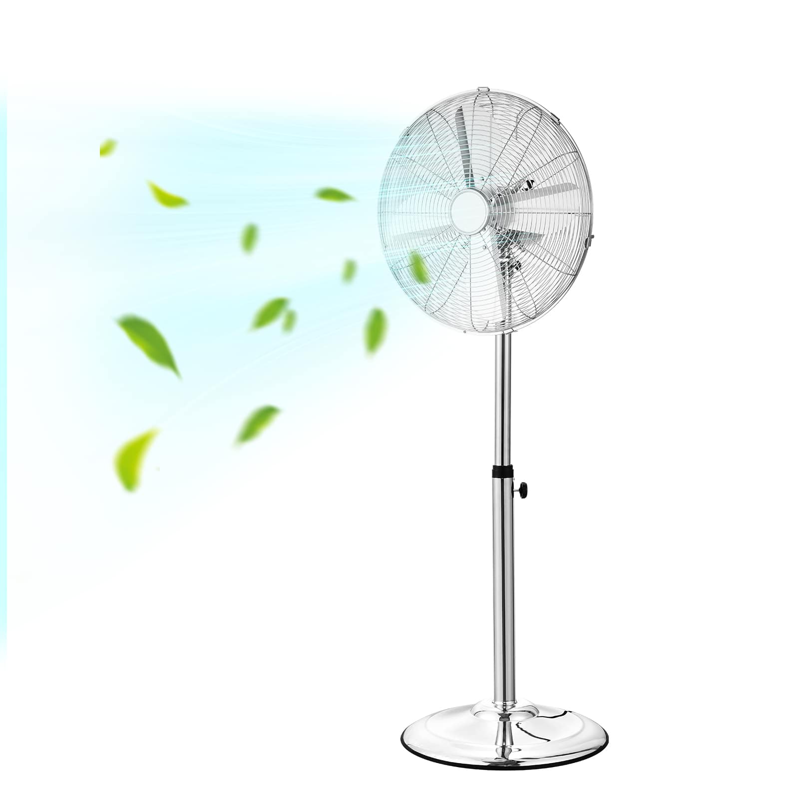 Front. VEVOR - Industrial Pedestal Fan, 16 Inch 75-Degree Oscillating Fan, Height Adjustable Standing Fans with 3 Adjustable Speeds - Silver.