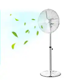 VEVOR - Industrial Pedestal Fan, 16 Inch 75-Degree Oscillating Fan, Height Adjustable Standing Fans with 3 Adjustable Speeds - Silver