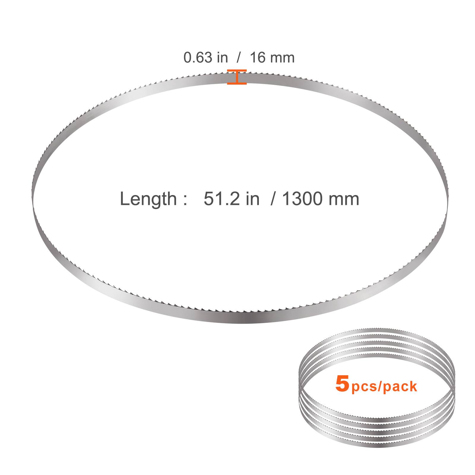 0.63 in / 16 mm  
Length: 51.2 in / 1300 mm  
5 pcs/pack