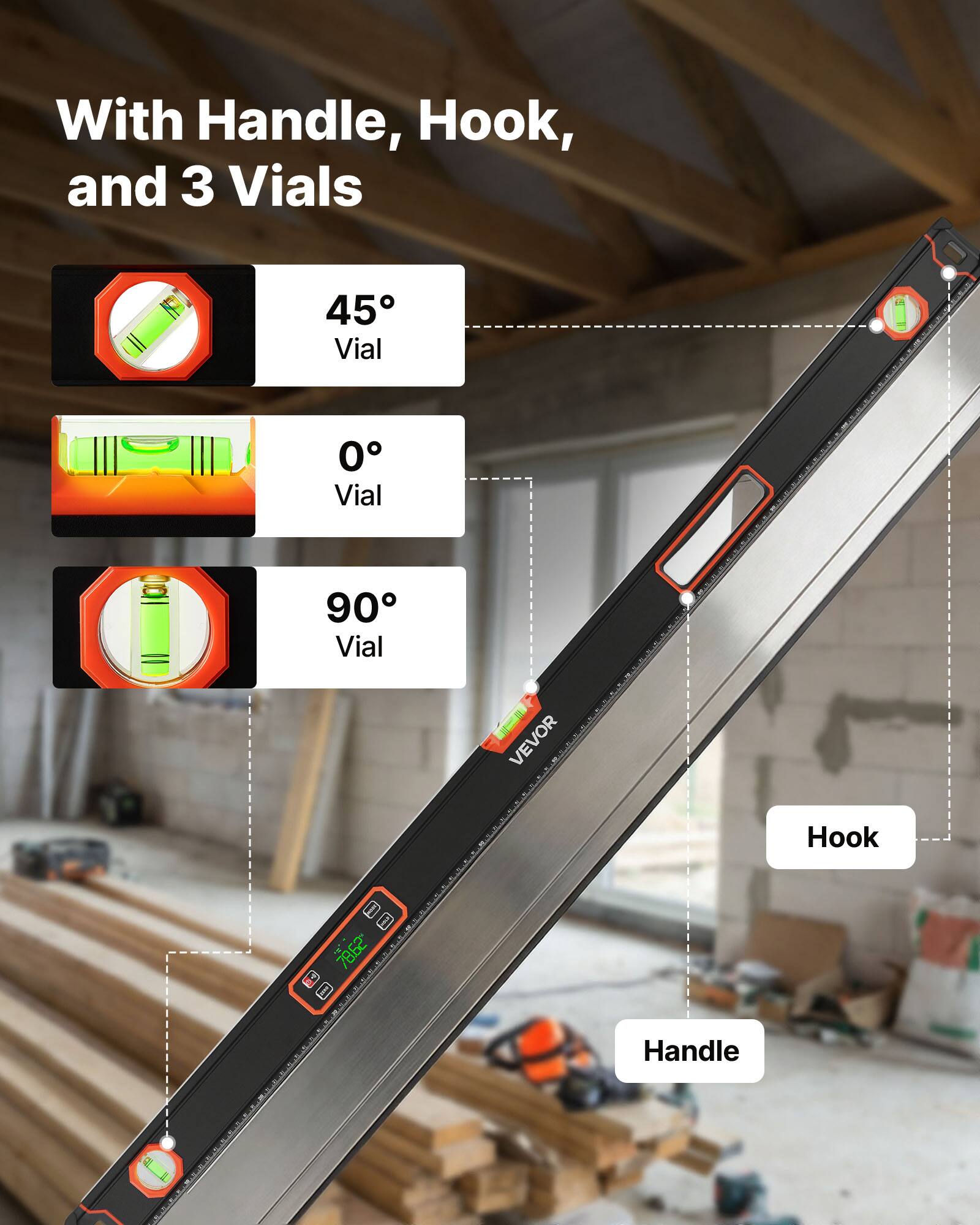 With Handle, Hook, and 3 Vials

45° Vial  
0° Vial  
90° Vial  

Hook  
Handle