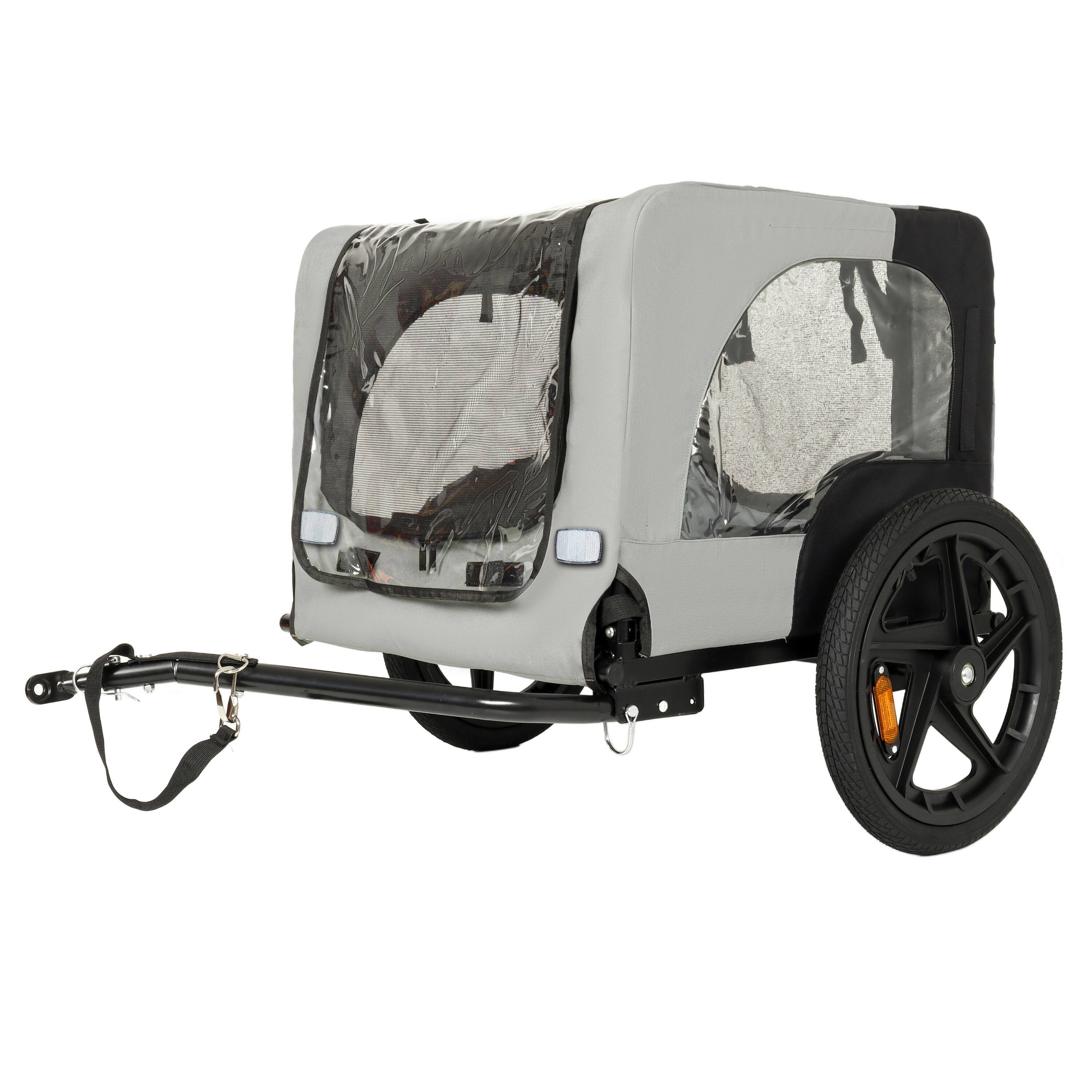 Alt View 5. TinyHomie - Outdoor Heavy Duty Collapsible Pet Bike Trailer 16inch  Wheels Universal Hitch Black+Grey.