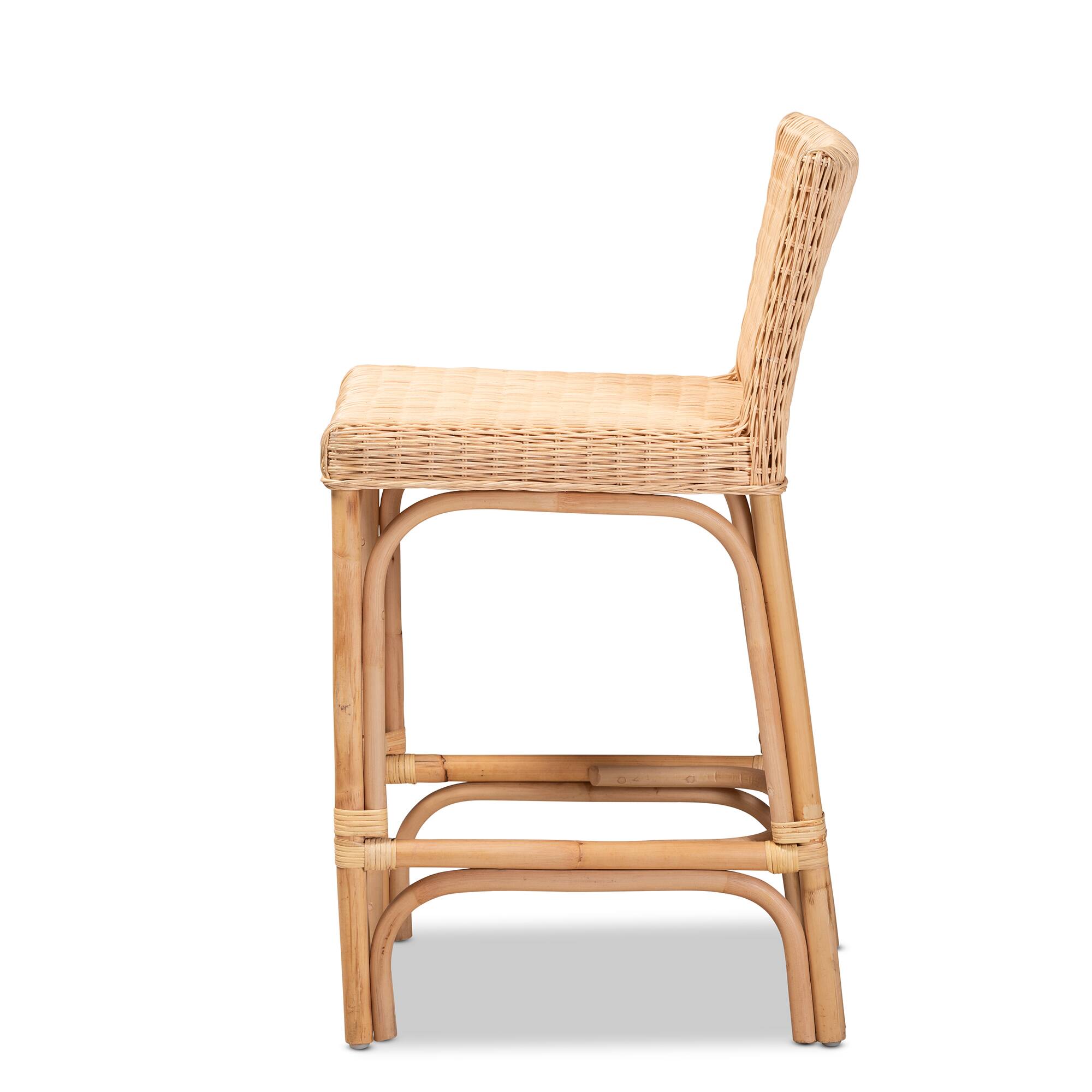 Left. bali & pari - Athena Modern and Contemporary Natural Finished Rattan Counter Stool - Natural.