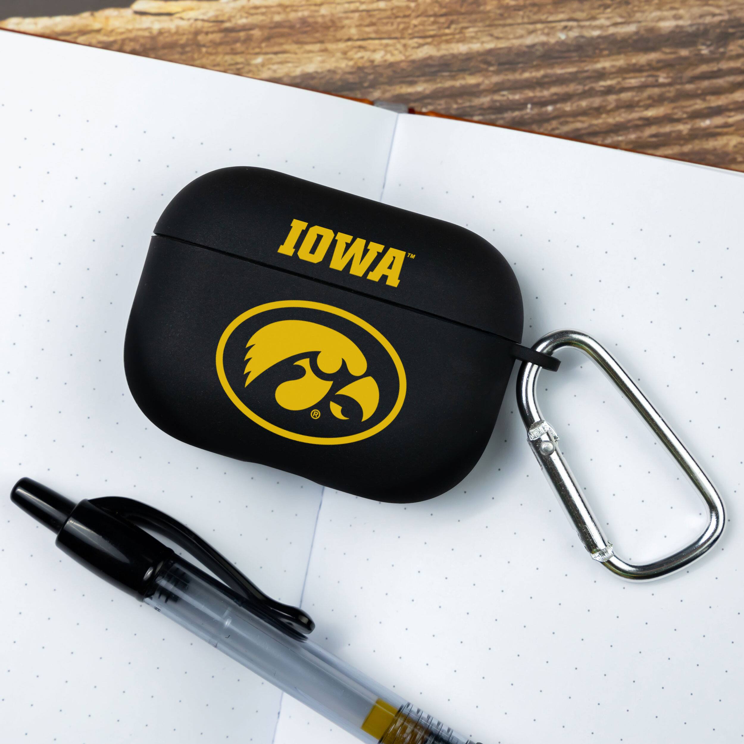 Alt View 2. Affinity Bands - Iowa Hawkeyes AirPods Pro Silicone Case Cover - Black.