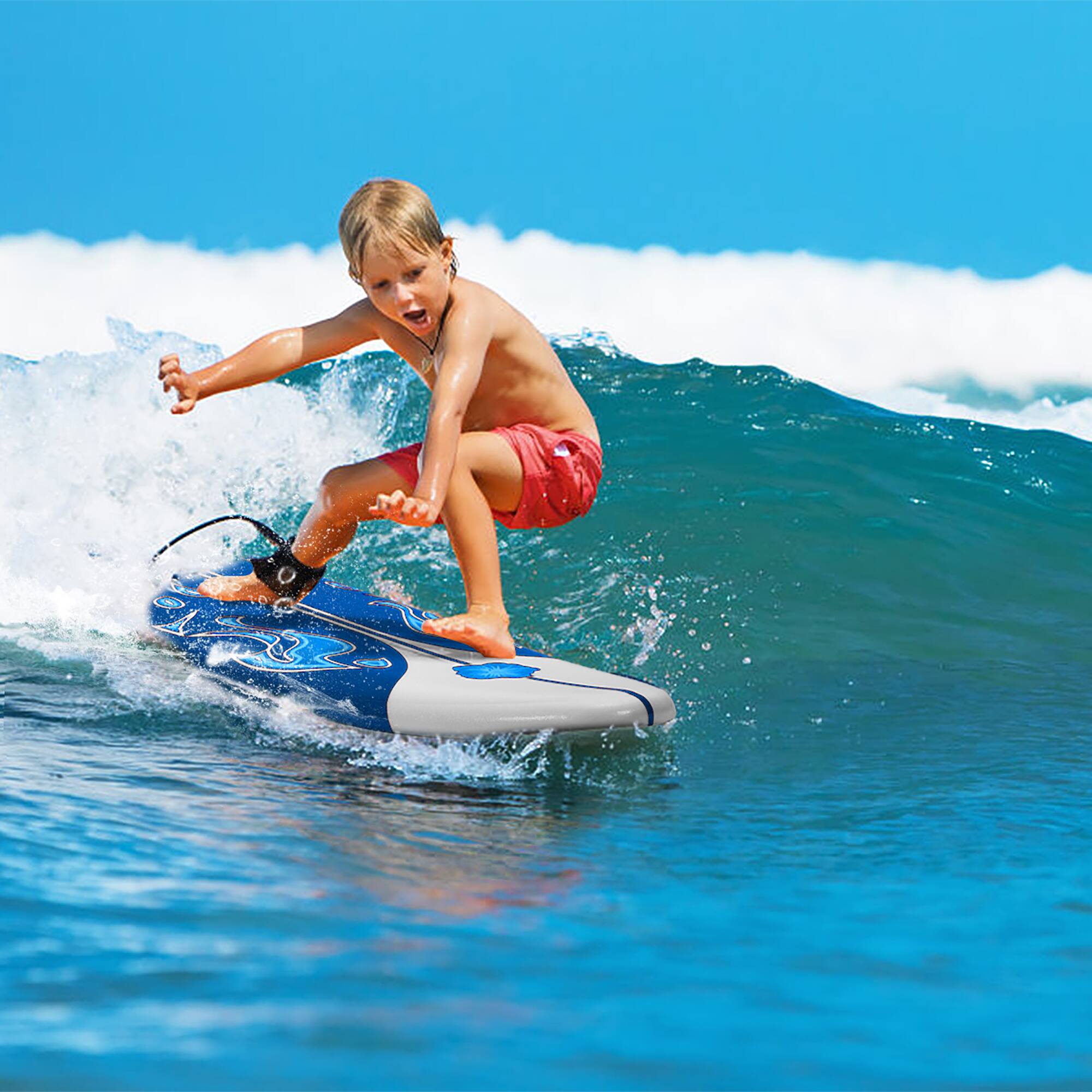 Alt View 1. Costway - Costway 6' Surfboard Foamie Body Surfing Board W/3  Fins & Leash for Kids Adults - White.