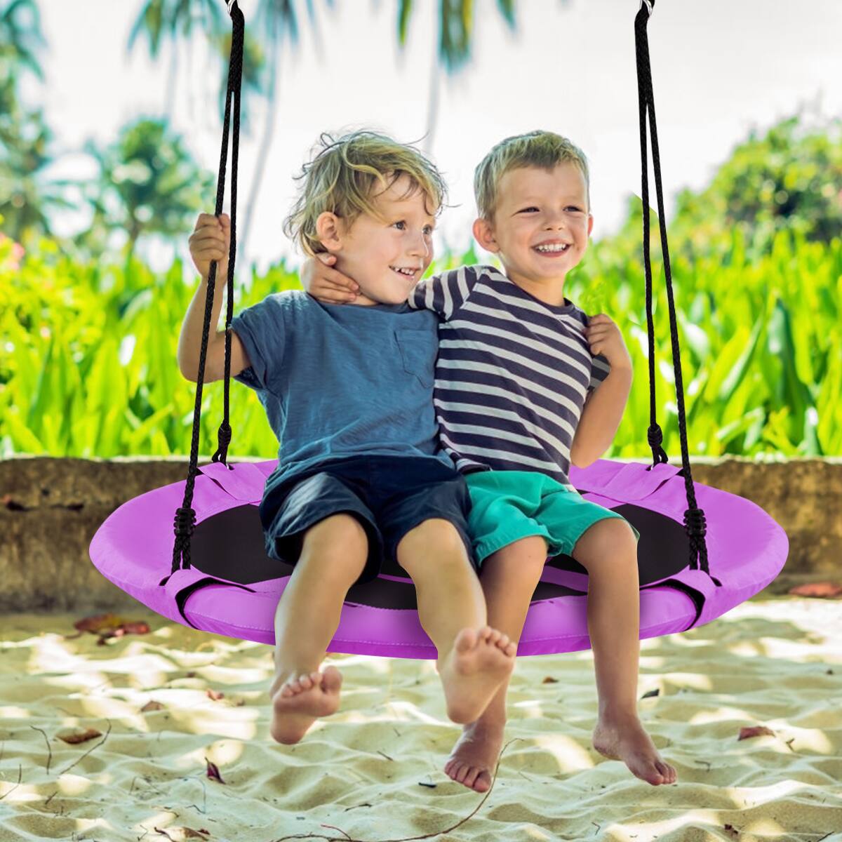 Alt View 5. Costway - Costway 40" Flying Saucer Tree Swing Indoor Outdoor Play Set Swing for Kids - Purple.