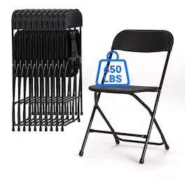 Essen Blissed - 10 PCS Plastic Folding Chair, Folding Chair for Wedding Party Outdoor Indoor, Stackable Folding Chairs - Black