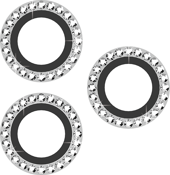 Front. DuraGlass - DuraGlass Silver Gems Glass Camera Protector - iPhone 16 Pro/16 Pro Max - Silver.