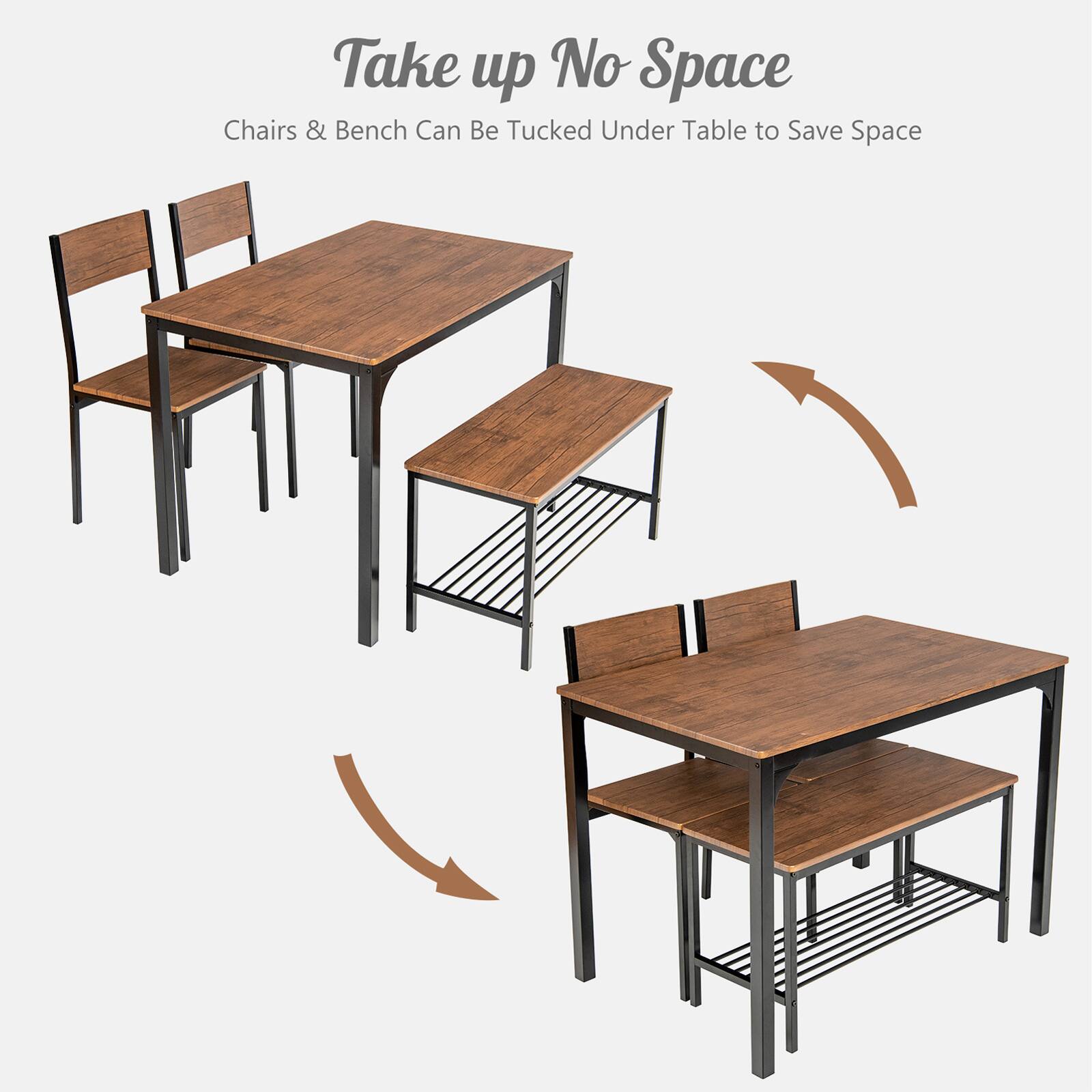 Take Up No Space Chairs & Bench Can Be Tucked Under Table to Save Space