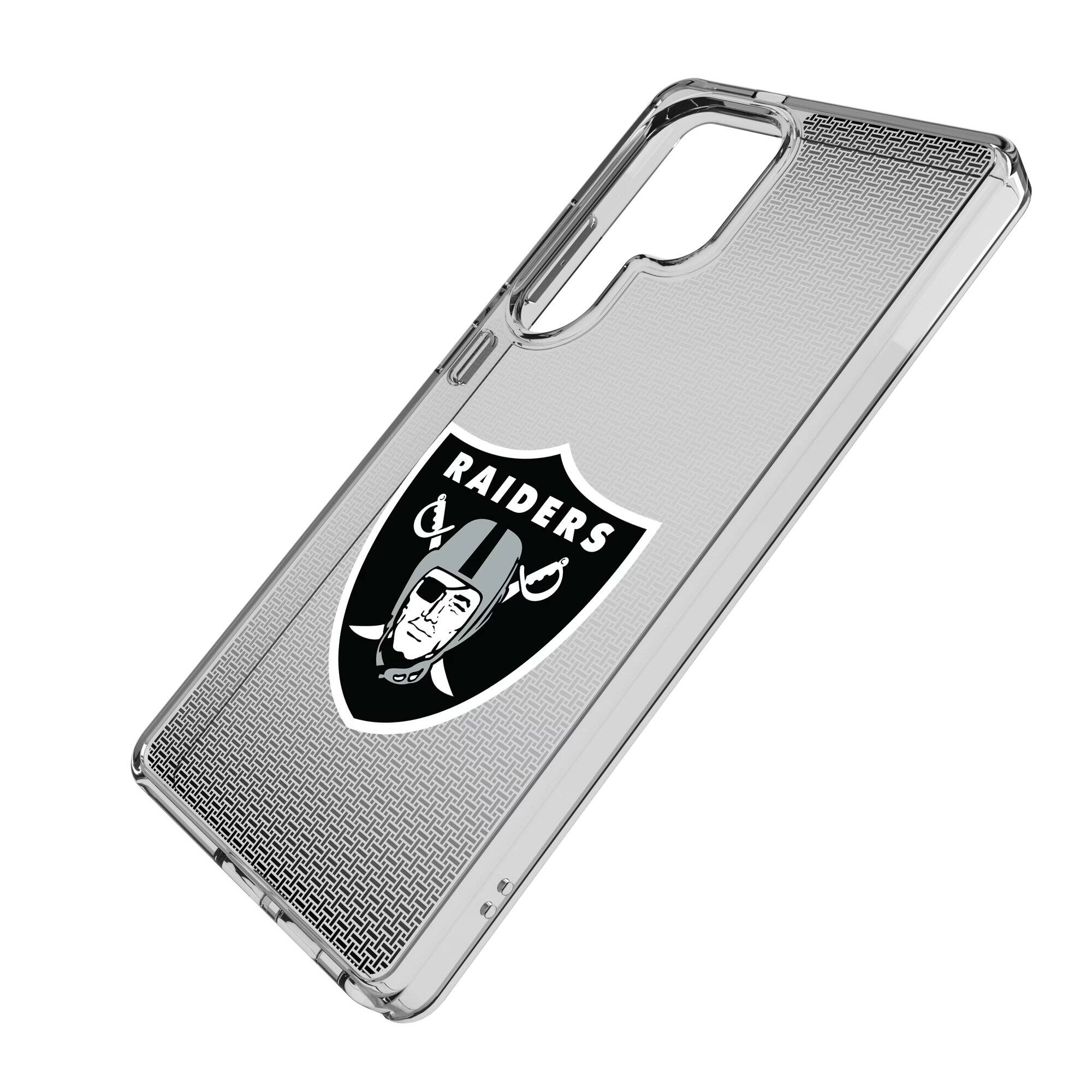 Alt View 1. Keyscaper - Las Vegas Raiders Linen Logo Galaxy Clear Case - S25 - Multicolor.