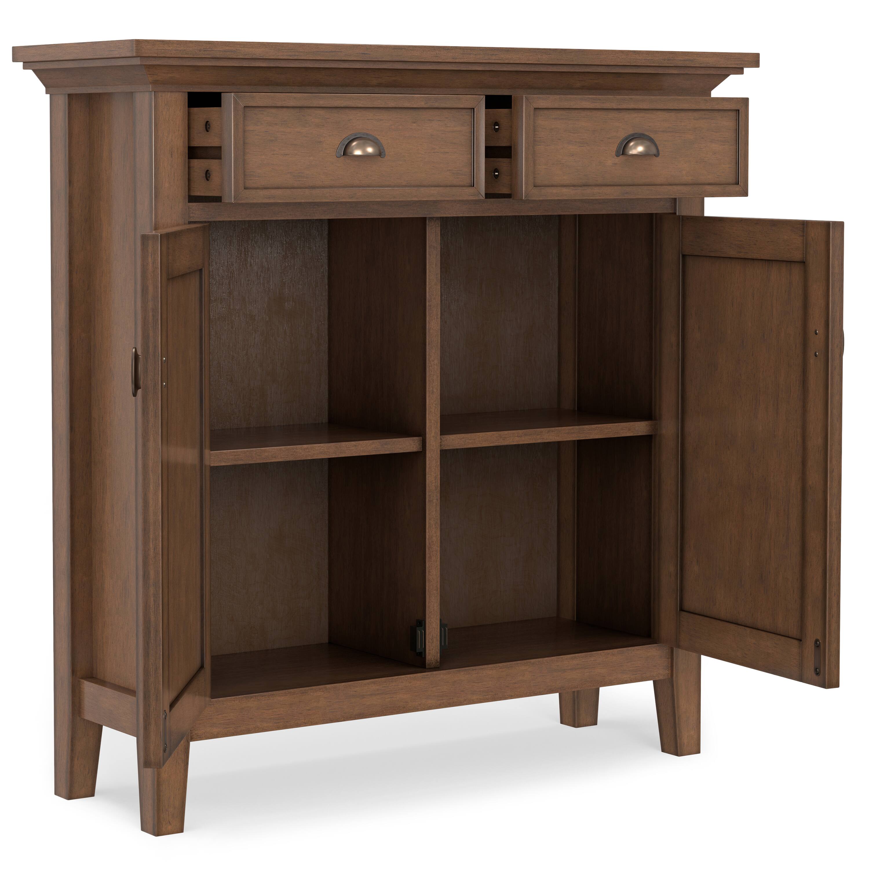Back. Simpli Home - Redmond SOLID WOOD 36 inch Wide Transitional  Entryway Storage Cabinet in Rustic Natural Aged Brown - Rustic Natural Aged Brown.