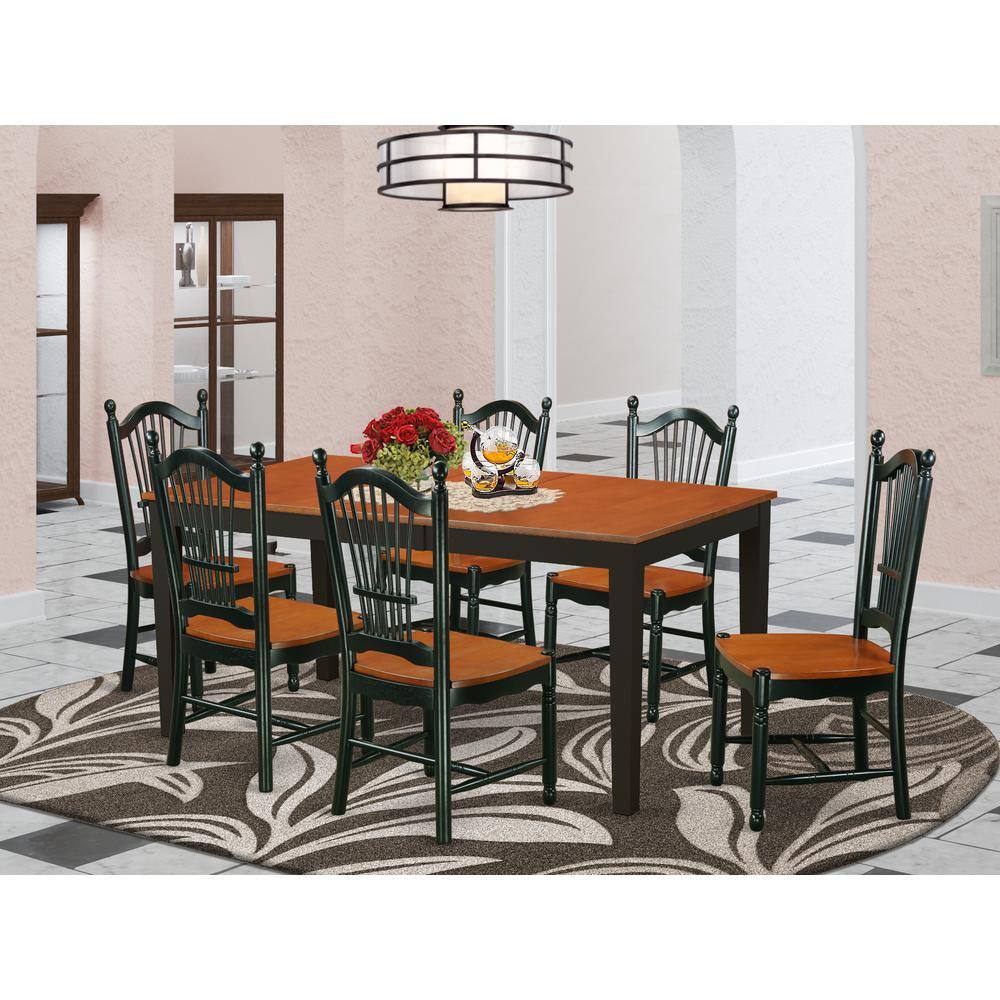 Back. East West Furniture - Dining Room Set Black & Cherry - Brown.