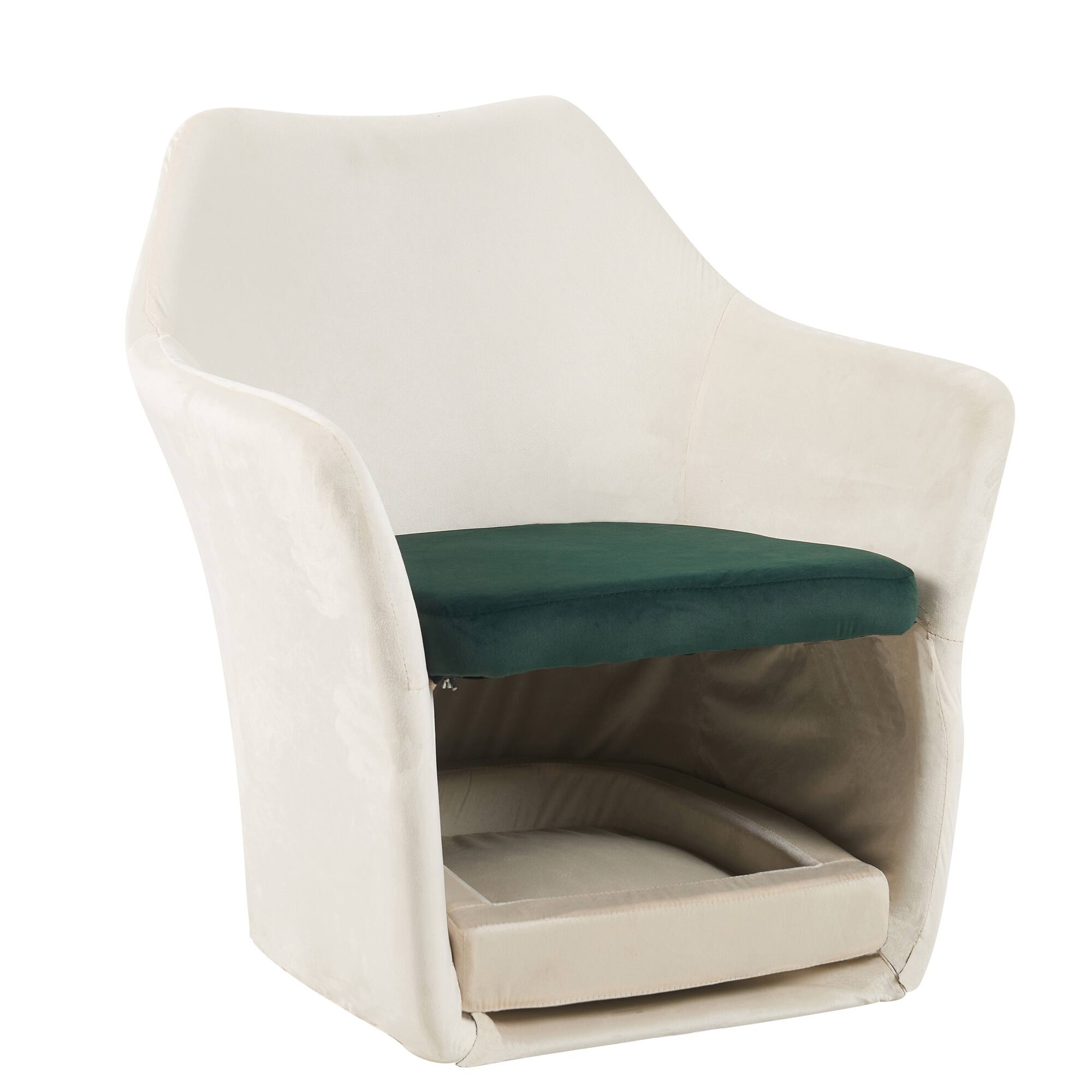 Left. Bestier - 2 in 1 Pet Friendly Mid Century Modern Accent Chair Soft Fabric Upholstered Leisure Armchair for Home - White.