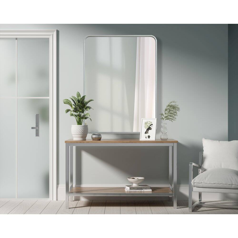 Alt View 7. Elegant Decor - Contour Metal Rectangle Mirror 27x36 in Silver - Silver.