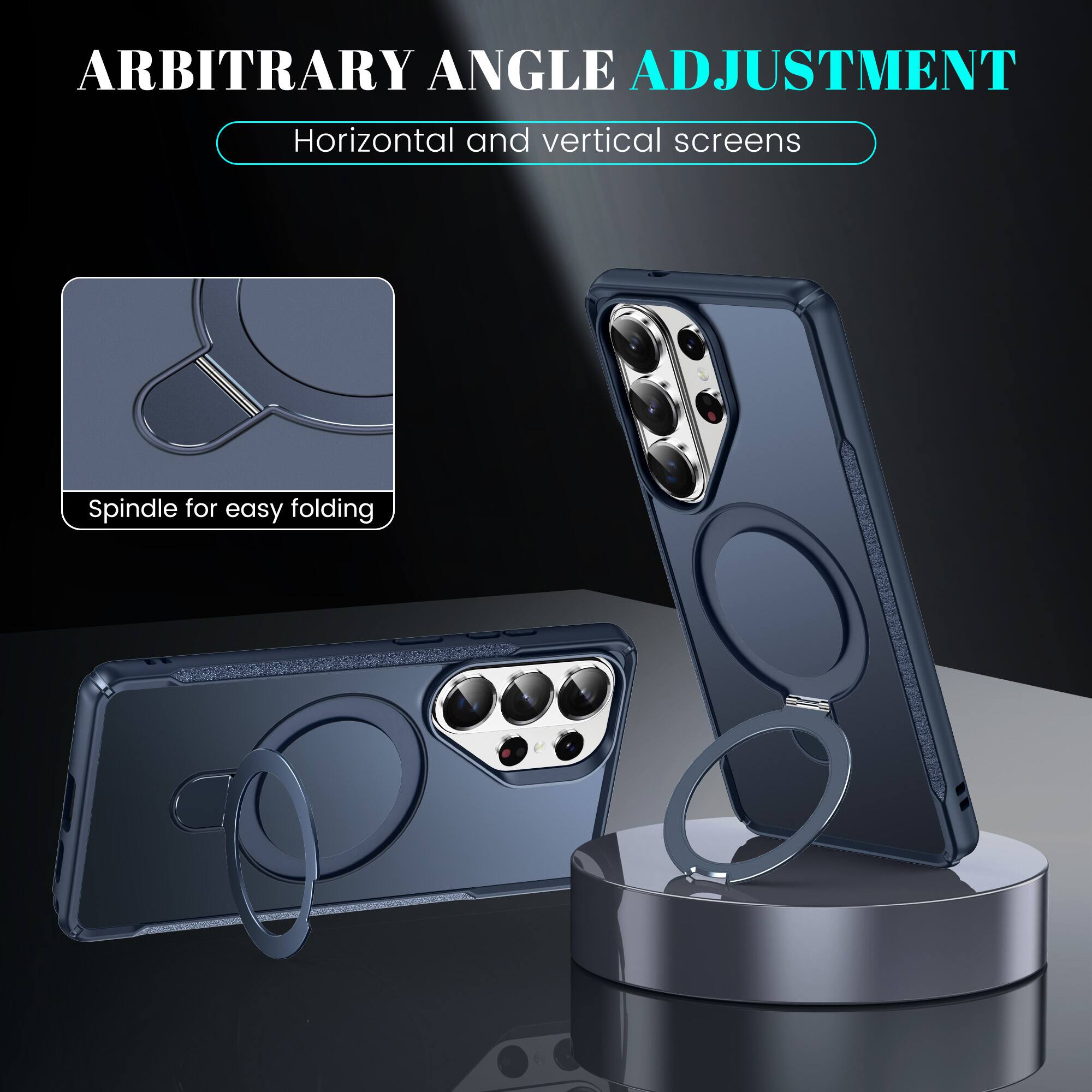 ARBITRARY ANGLE ADJUSTMENT  
Horizontal and vertical screens  
Spindle for easy folding