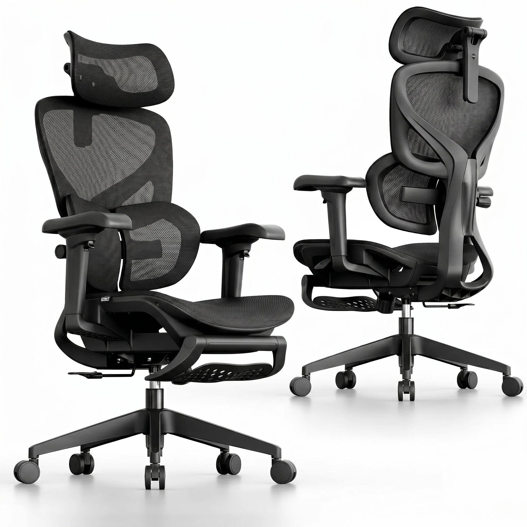 Alt View 6. OTO - OTO Zenpex Ergonomic Mesh Office Chair Dynamic Lumbar Support With Extensible Footrest - Black.