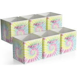 Sorbus - Foldable Storage Cubes - 6 Fabric Baskets for Organizing Pantry, Closet, Shelf, Nursery, Playroom, Toy Box, Cubby - Tie-dye 2