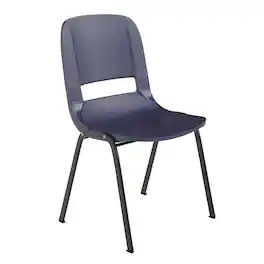 Emma + Oliver - Ergonomic Shell Stack Chair - 16" Seat Daycare Home School - True Navy Plastic/Black Frame