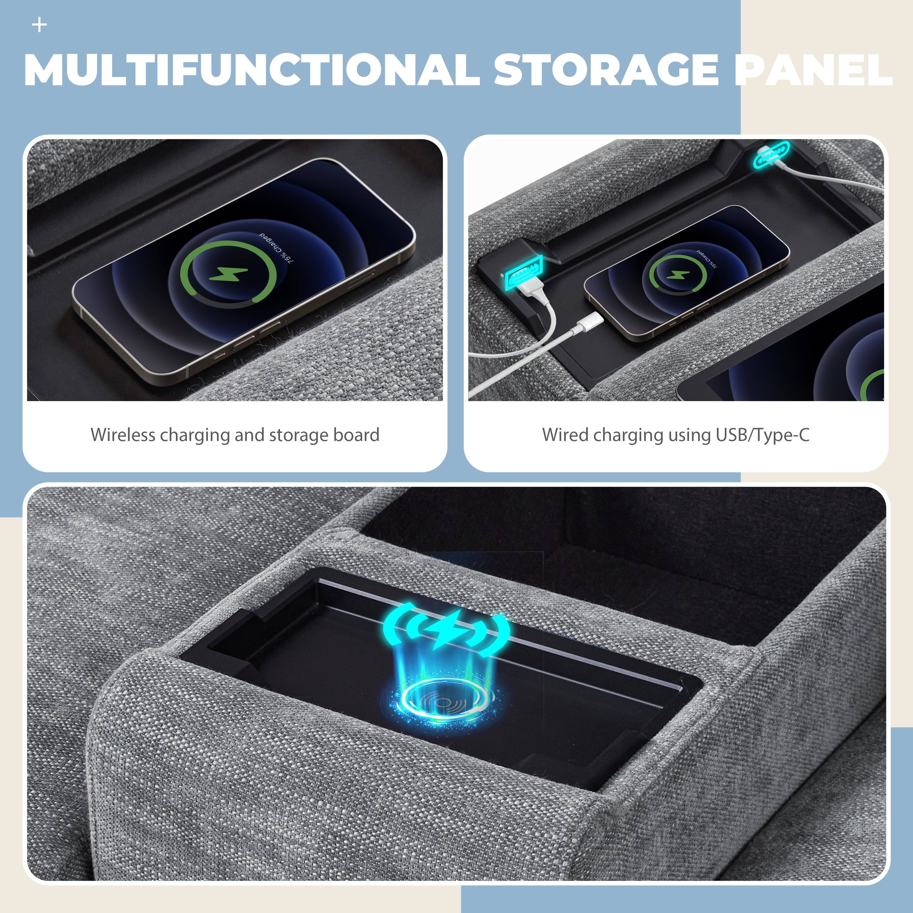 MULTIFUNCTIONAL STORAGE PANEL

Wireless charging and storage board

Wired charging using USB/Type-C
