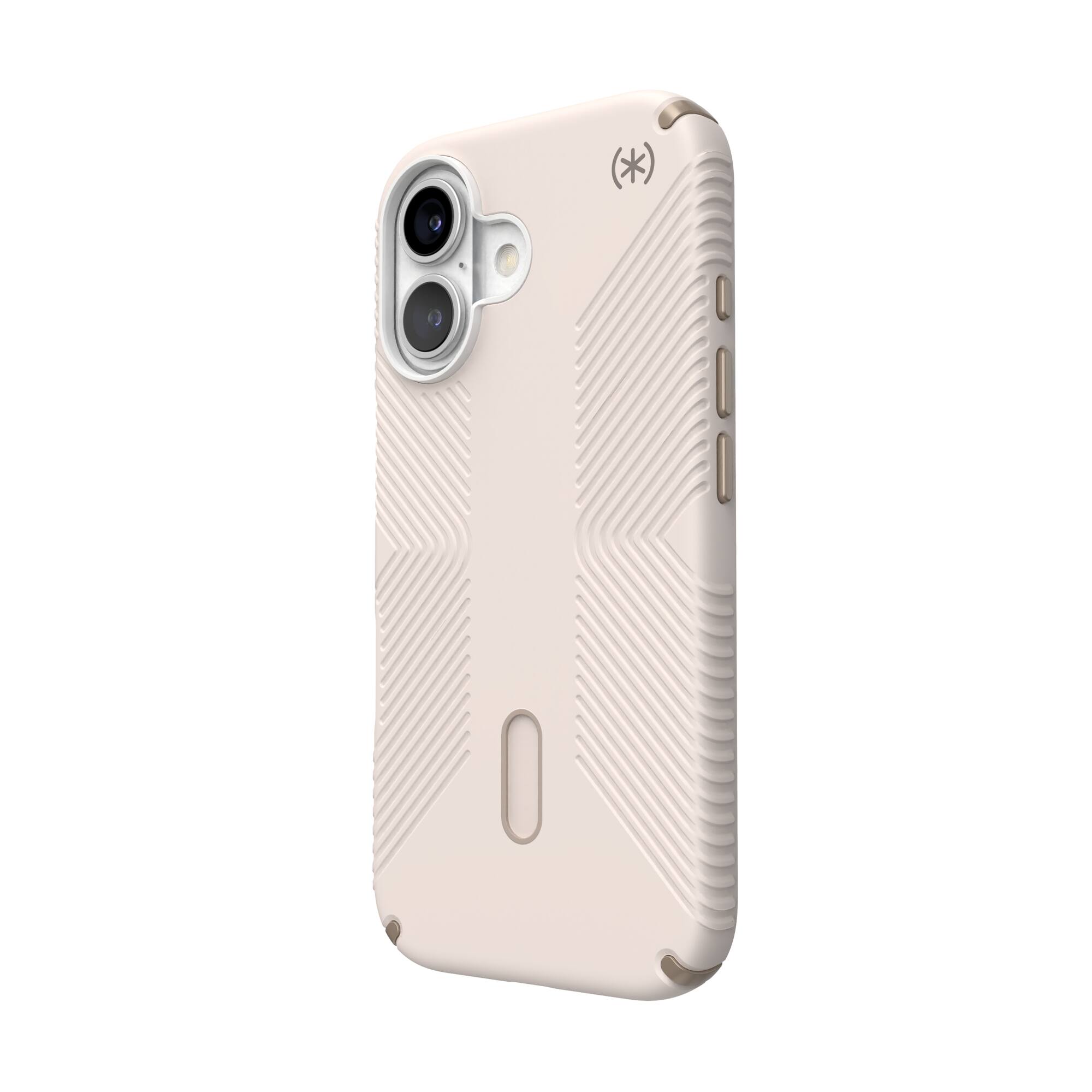 Angle. Speck - Presidio2 Grip ClickLock Case with MagSafe for Apple iPhone 16 - Bleached Bone.