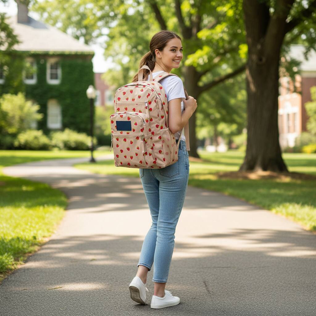Alt View 1. ZUQIETA - ZUQIETA Ergonomic 15" Laptop Backpack with Multiple Compartments & Carry Handle - Strawberry Shower - Strawberry Shower.