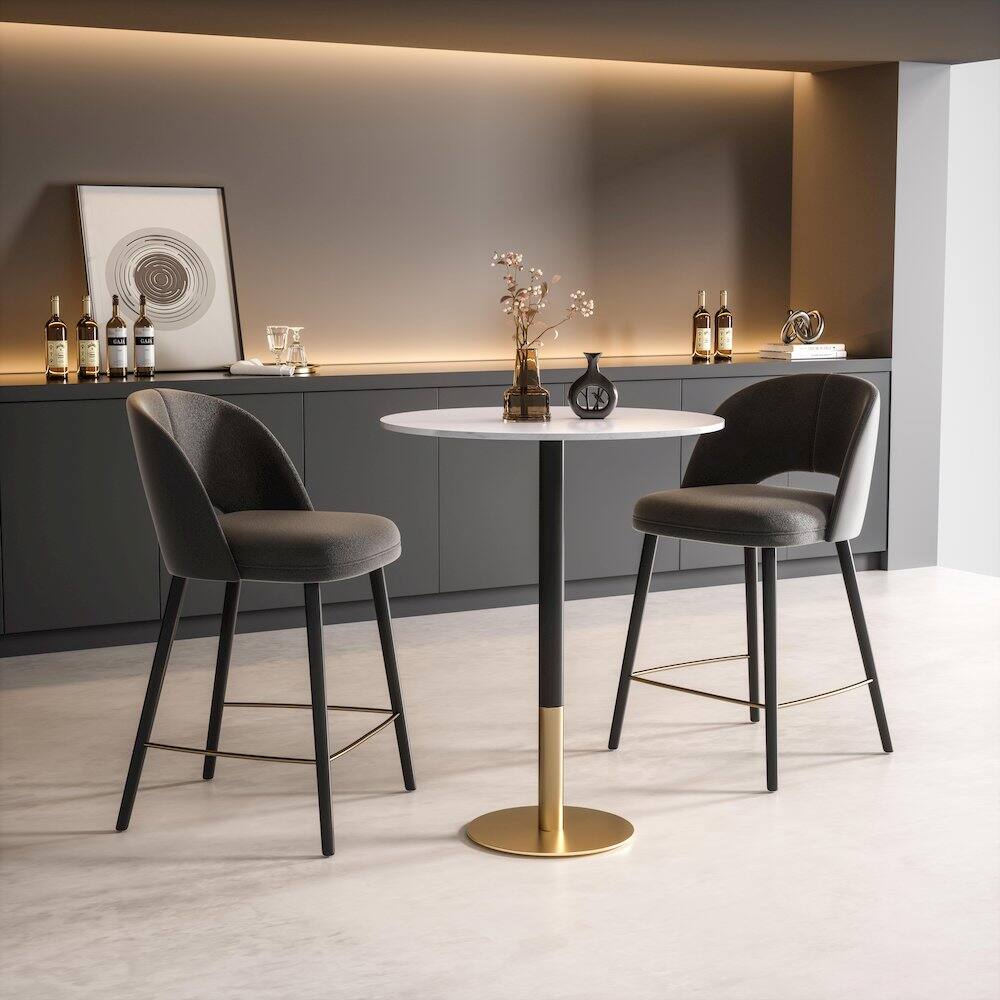 Alt View 2. Elegant Decor - Ronan 31.5 Inch Pub Table In White - White And Gold.