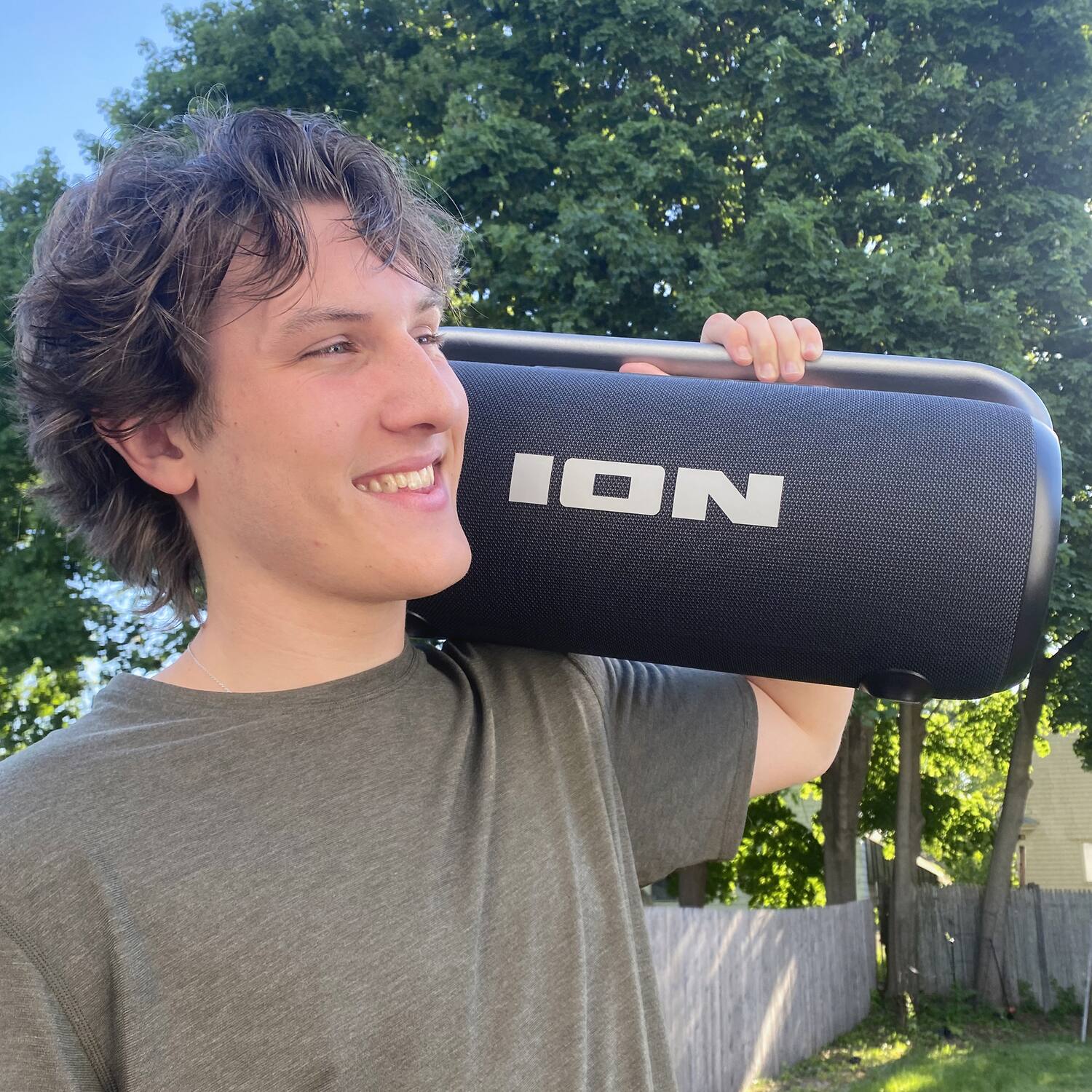 Alt View 3. ION Audio - 110W Rechargeable Bluetooth Speaker with Lights, Auracast, Mic, USB/Aux, Water-Resistant, 12 Hr Play Time - Black.