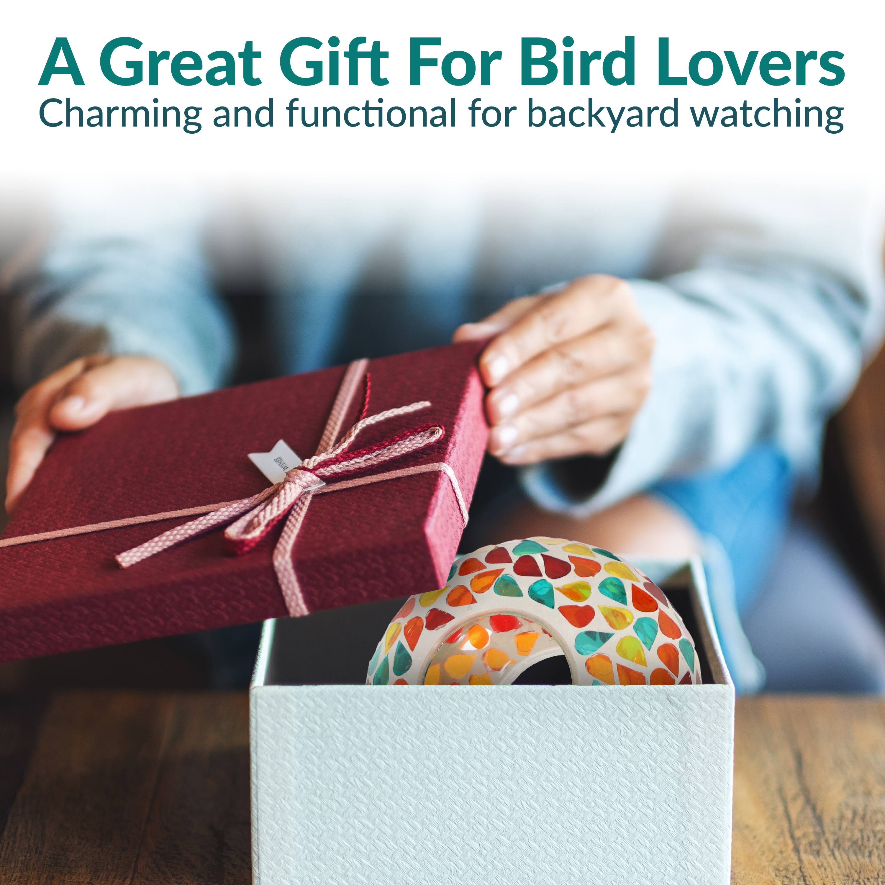 A Great Gift For Bird Lovers  
Charming and functional for backyard watching
