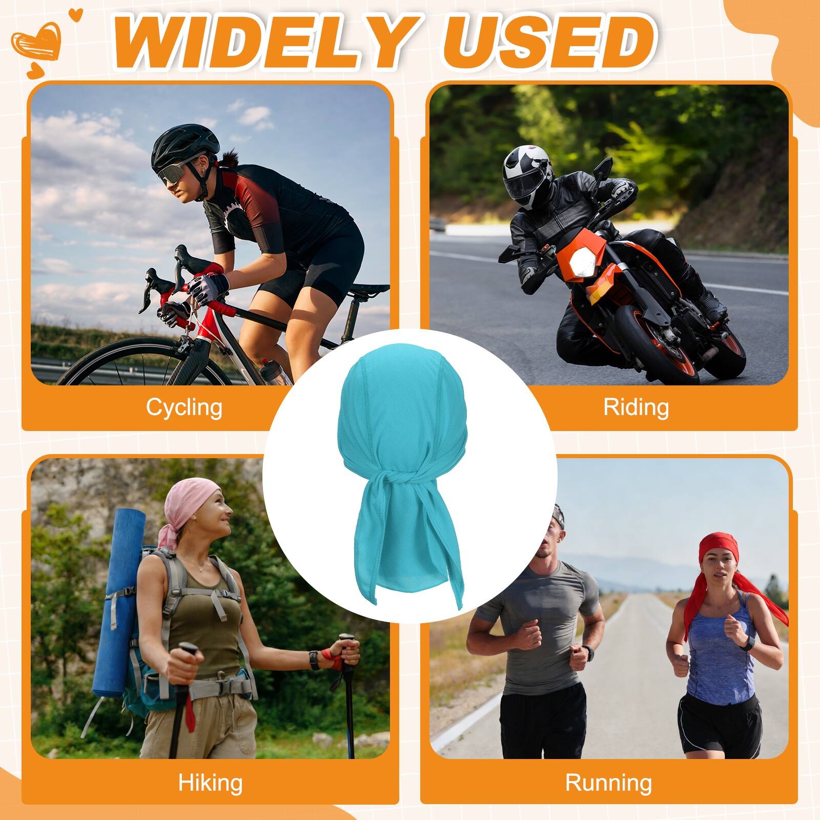 WIDELY USED

Cycling  
Riding  
Hiking  
Running