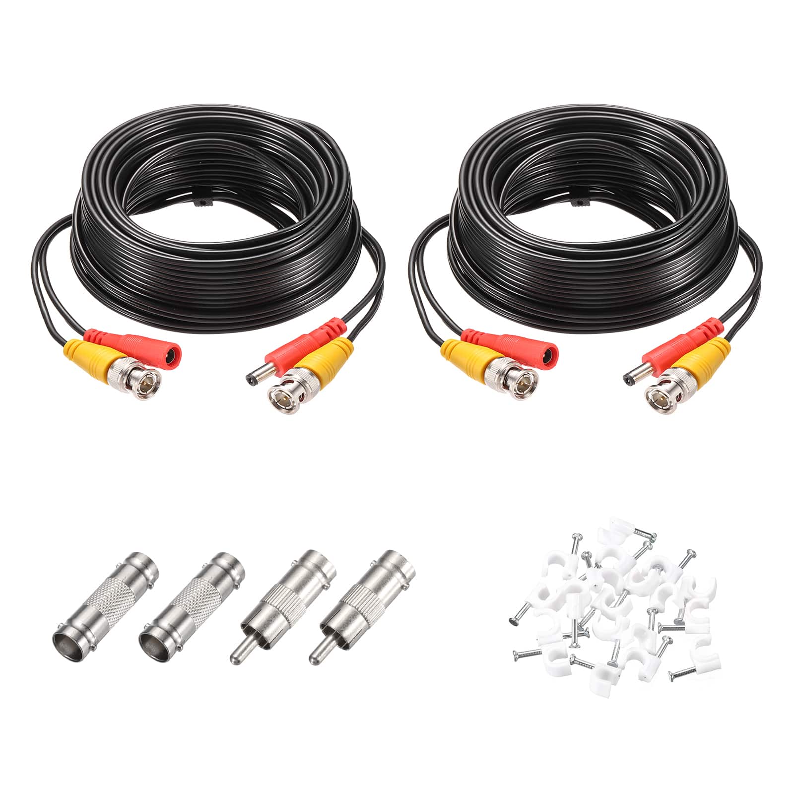 Unique Bargains - BNC Video Power Cable, 2 Sets, All-in-One CCTV Camera Extension Cord - Black