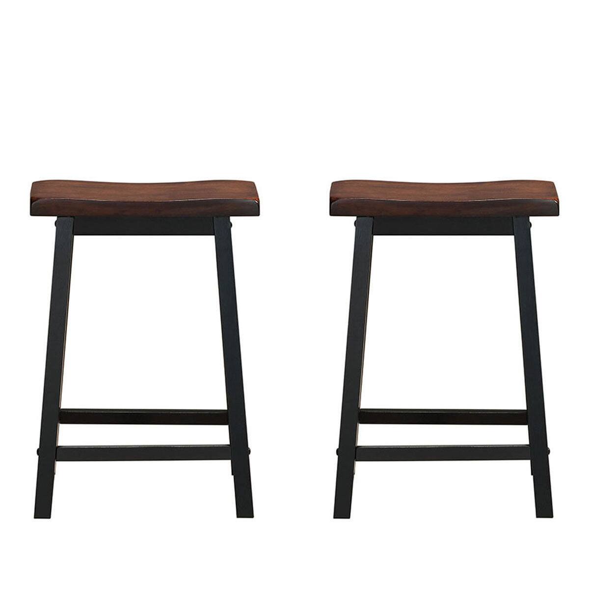 Alt View 4. Gymax - Gymax Set of 2 Bar Stools 24''H Saddle Seat Pub Chair Home Kitchen Dining Room Brown - brown and black.