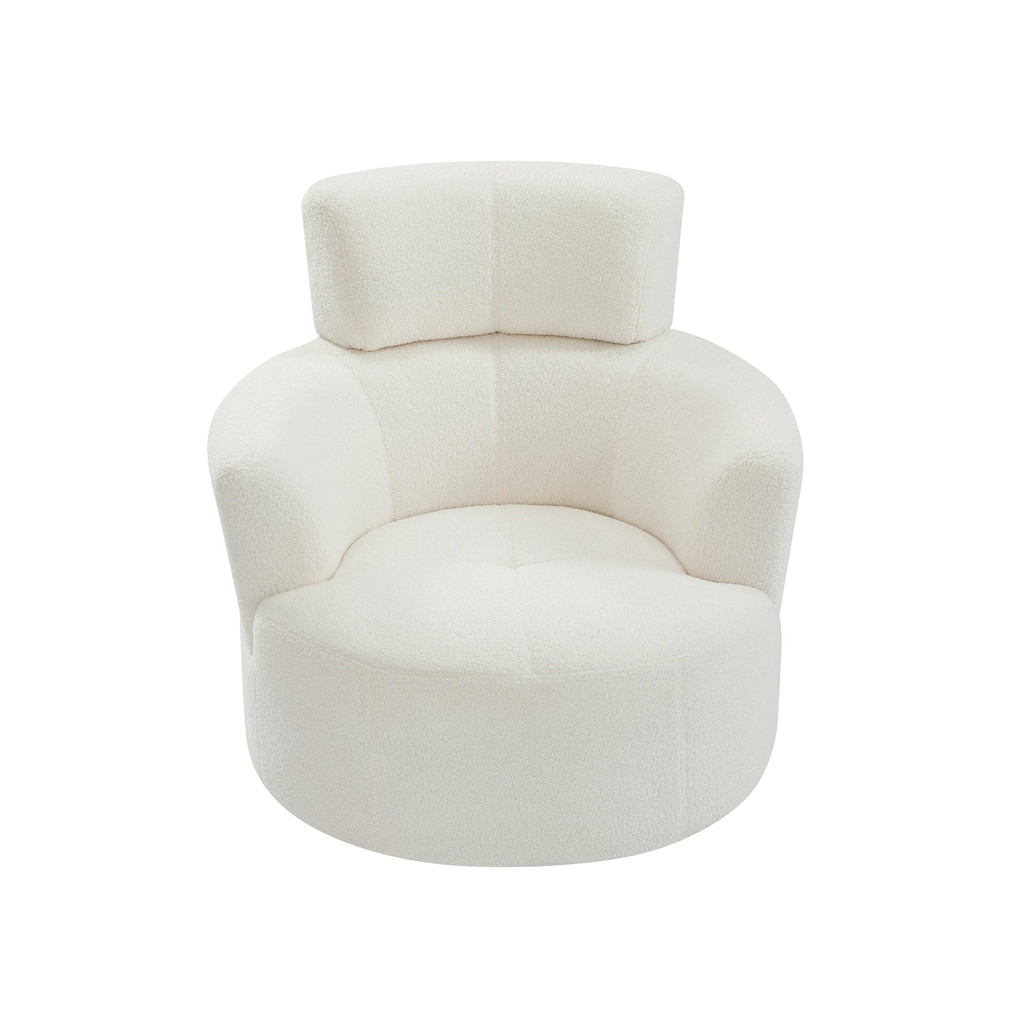 Boyel Living - 360-Degree Swivel Ergonomic Design  Barrel Chair with Adjustable Headrest with Ultra-Soft Berber Fleece - Cream