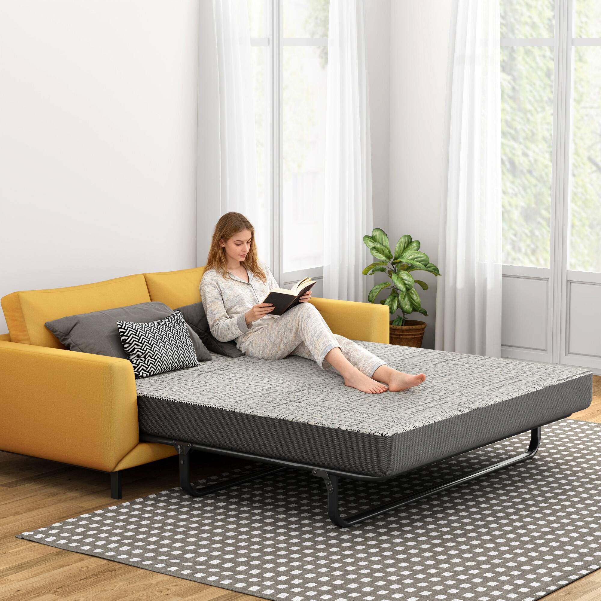 Alt View 1. Glintex - 4-Inch Queen Memory Foam Sofa Mattress, Fiberglass-Free, CertiPUR-US Certified, Washable Cover, There is no sofa. - Grey.