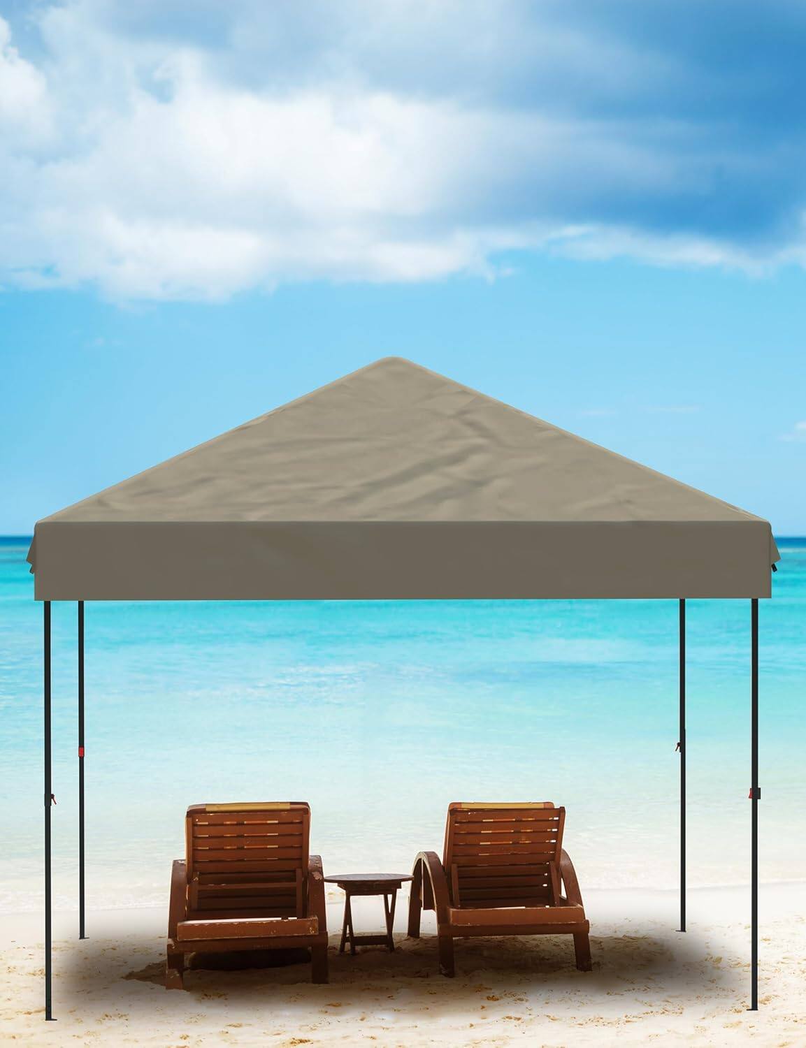Alt View 2. Acekool - 10'x20' Pop-Up Canopy Tent, Instant Commercial Outdoor Shelter with 2 Sidewalls, 12 Stakes, 6 Sandbags, Khaki.