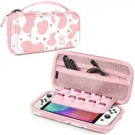 Fintie - Carrying Case for Nintendo Switch (2017) / Nintendo Switch OLED Model (2021) Shockproof Portable Travel Storage Bag - Strawberry Cow