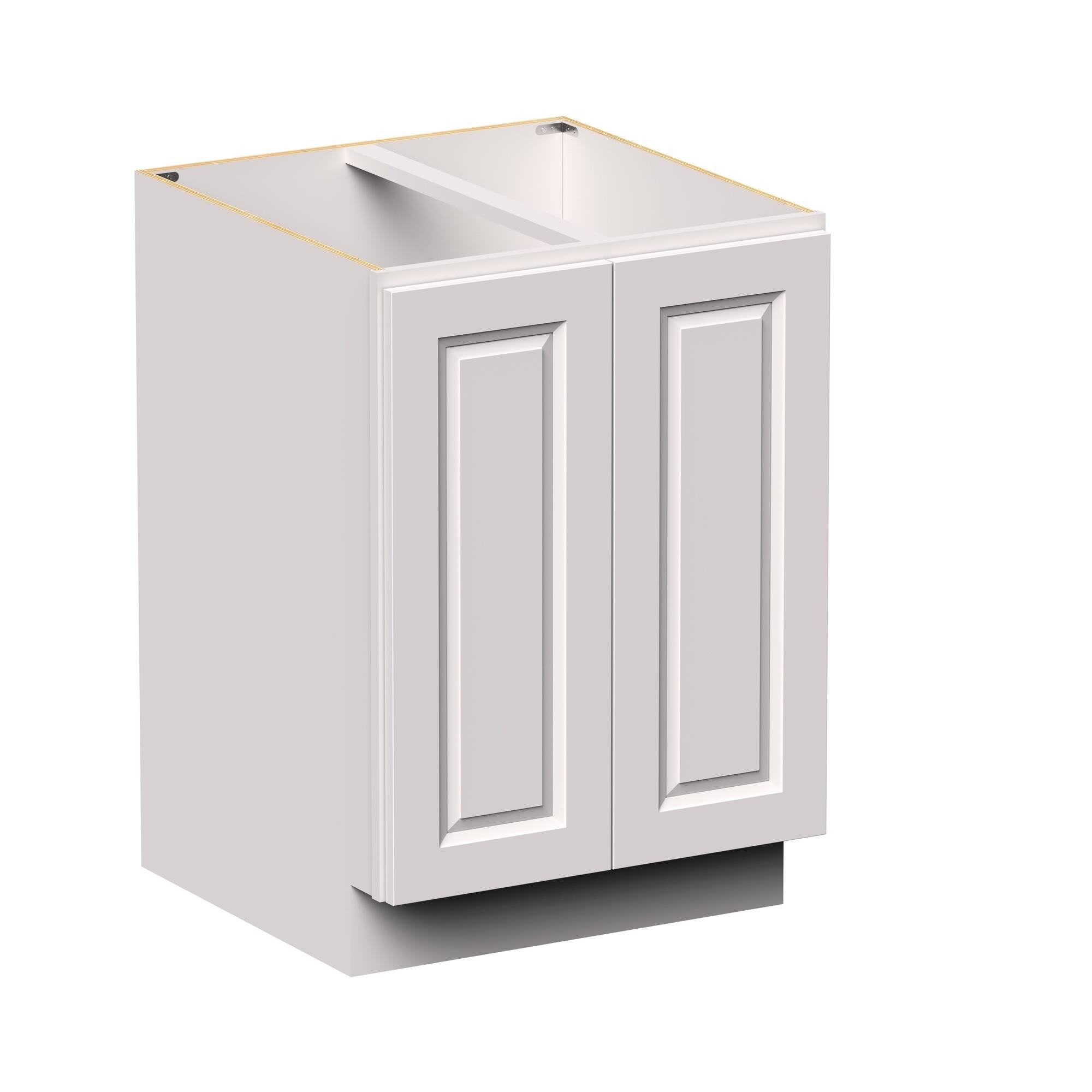 Angle. Boyel Living - 24-in W x 34.5-in H x 24-in D Shaker Full-Height Door Kitchen Base Cabinet with Soft-Close Hinges - Glacier White.