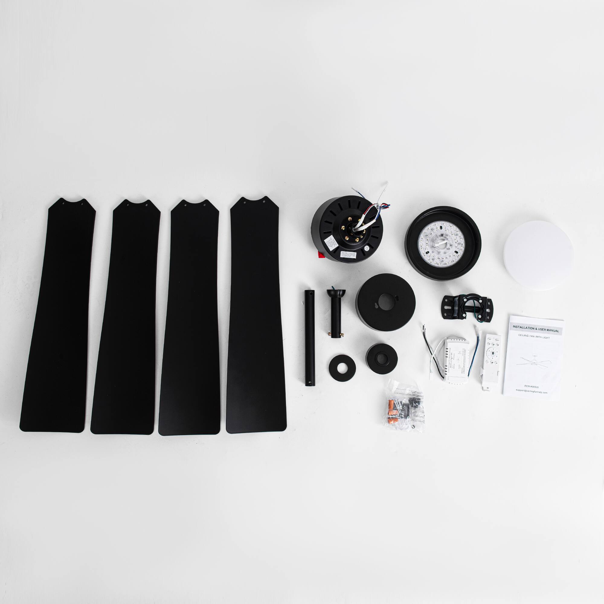 Alt View 7. Breezary - Breezary 52-Inch Ceiling Fan with 4 ABS Blades, 3-Color Light, 6-Speed DC Motor, Remote Control, 5'' & 10'' Downrods - Matte Black.