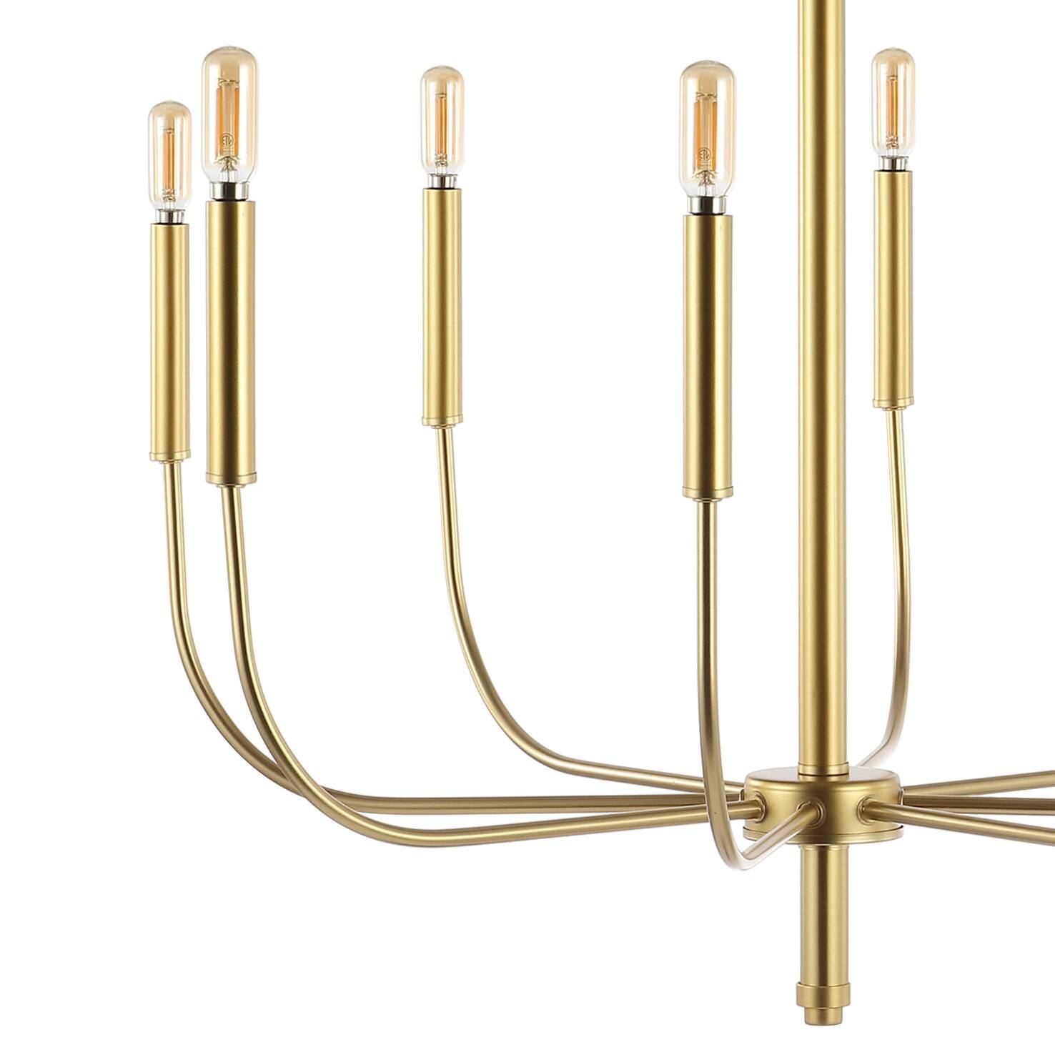 Alt View 5. Jonathan Y - Amoros 27.25" 8-Light Modern Mid-Century Iron LED Chandelier, Gold Painting - Gold Painting.
